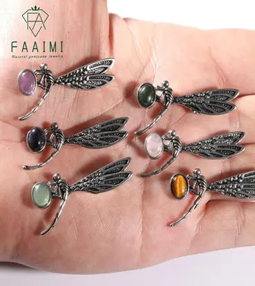 Handmade Natural Stone Gemstone Pendant with Copper & Silver, Stone Size 6*8mm, No. 122 ABC Rugs Kilims